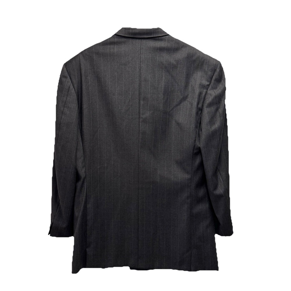 Gianni Versace Vtg 80s Men's Sz 50 Dark Gray Striped Double Breasted Wool Blazer - Picture 4 of 6